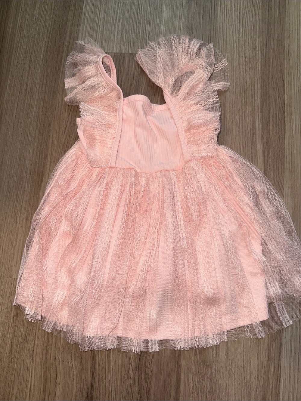 Peach Tulle Ruffle Dress
